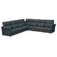 Dunkelgraues FAMMARP L-förmiges Sofa mit verstellbaren Kissen und Metallbeinen.