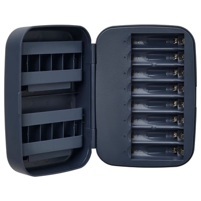 LITOSFÄR Home für 8 Batterien, grau, Kunststoff, offen, Steckplätze.