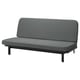 Graues NYHAMN Schlafsofa mit schwarzem Metallgestell.