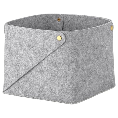 PUDDA grauer Filzkorb mit Messingknopf, vielseitige Aufbewahrung für Kleidung oder Accessoires