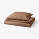 ÄNGSLILJA bedding set: brown, folded, soft cotton.