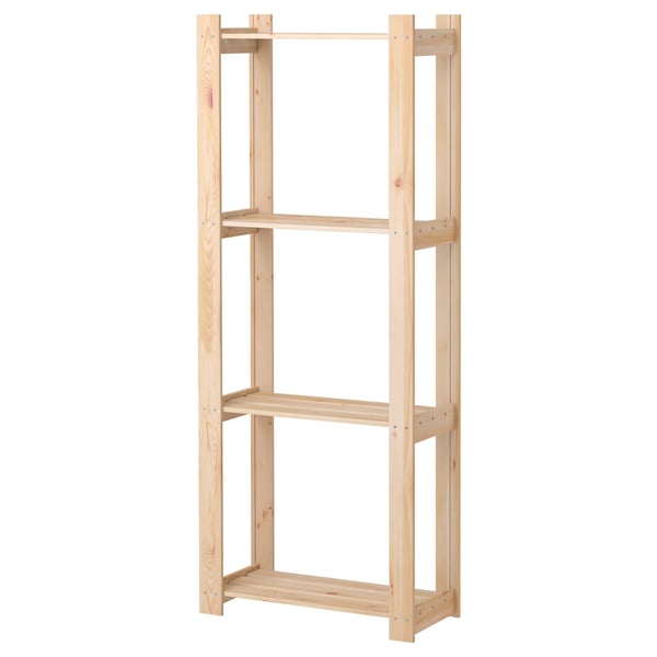An ALBERT wooden bookshelf in natural light colour, made of solid pine and spruce, with a minimalist design and three open shelves.