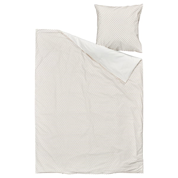BANDKNIPPE duvet set, beige-white with woven texture, 100% cotton.