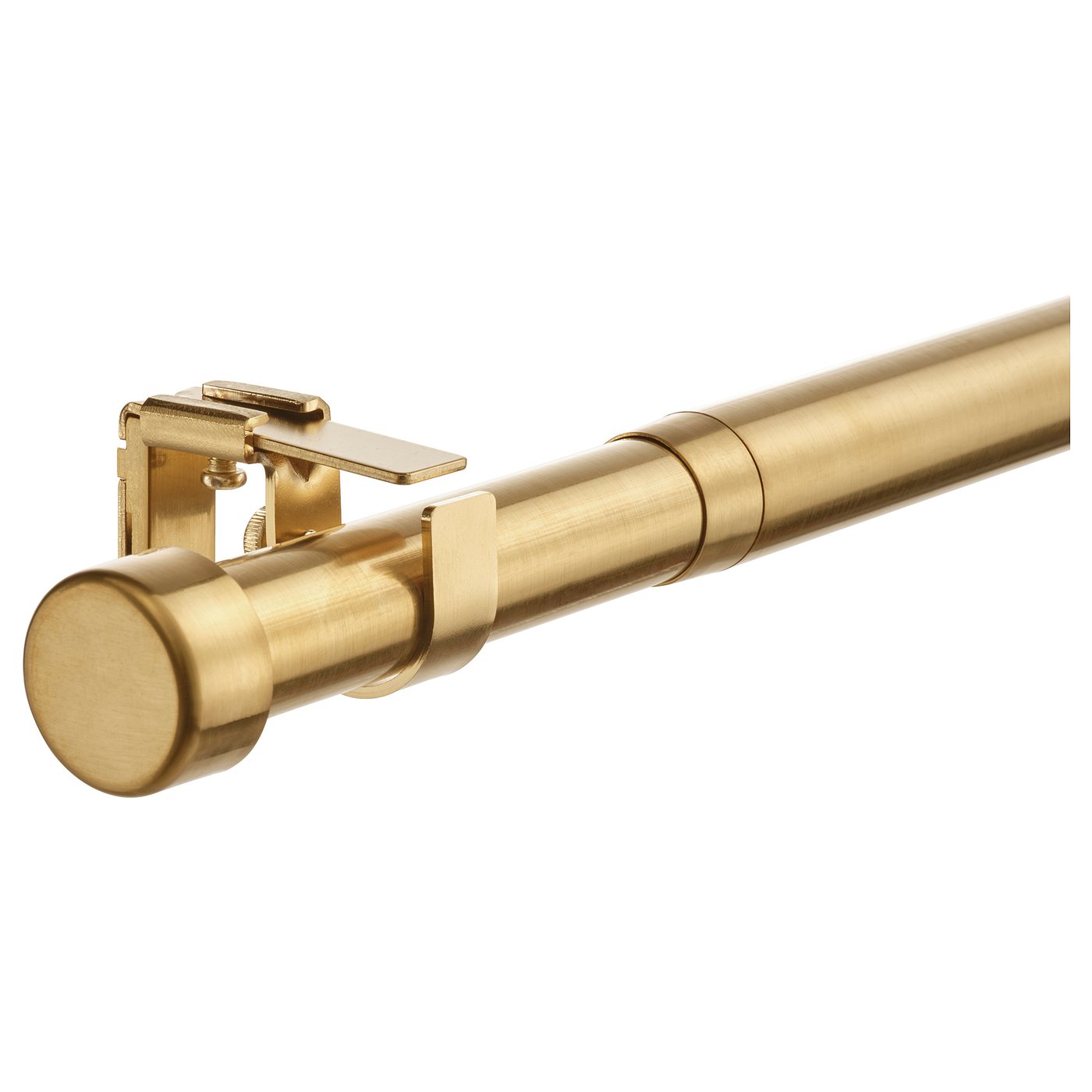 BEKRÄFTA brass curtain rod with finials and wall brackets, easy to instal.