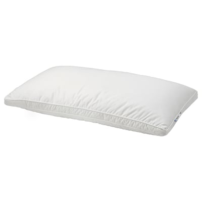 A white BERGVEN pillow, rectangular with slight curvature, featuring soft down and feather filling for comfort.