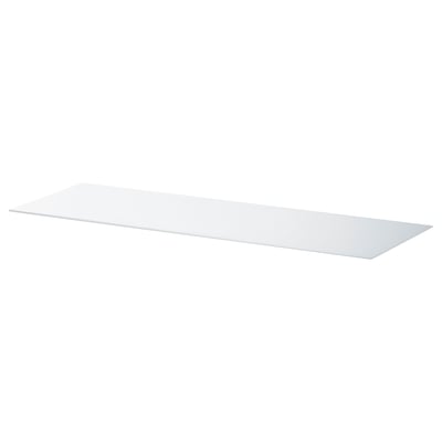 White glass top panel, rectangular, sleek, durable.
