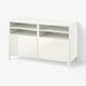 BESTÅ TV bench with doors, white/Selsviken/Nannarp high-gloss/white, 120x42x74 cm