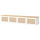 BESTÅ TV bench with doors, white/Studsviken woven poplar, 240x42x40 cm