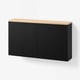 BESTÅ Wall-mounted cabinet combination, black-brown Lappviken/oak veneer, 120x22x66 cm