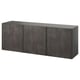 Dark grey BESTÅ cabinet with three doors, sleek and modern.