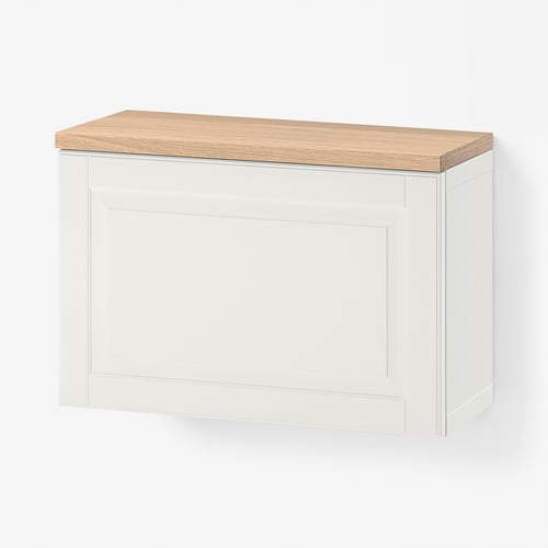 BESTÅ Wall-mounted cabinet combination, white Smeviken/oak veneer, 60x22x40 cm
