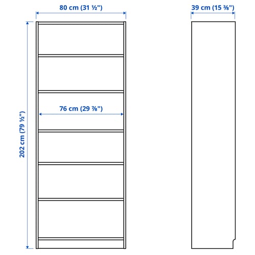 Illustration with measurements for the product: BILLY.