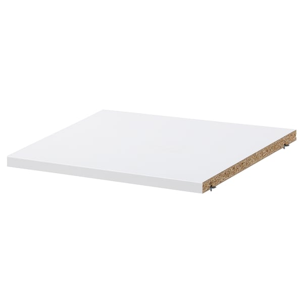 White BILLY shelf, square, particleboard, polypropylene plastic edges.