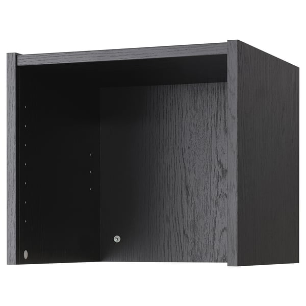 A black BILLY bookshelf extension. Its made of particleboard and paper foil, with a rectangular shape and smooth design.