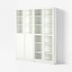 BILLY / OXBERG Bookcase with panel/glass doors, white/glass, 160x30x202 cm