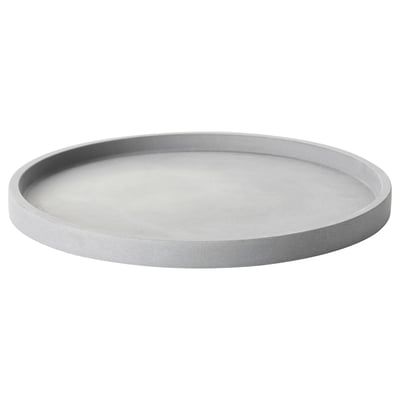 Boysebär grey concrete plant saucer, round with soft padded underside.