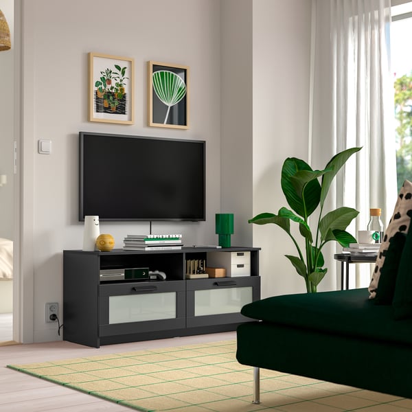BRIMNES TV bench, black, 120x41x53 cm