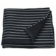 The BROKGINST towel is black with white stripes, made of cotton, rectangular, and folded with visible waffle texture.