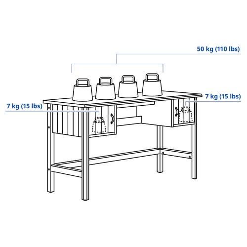 BRYTNING Desk, white, 135x53x75 cm