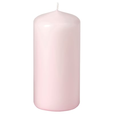 DAGLIGEN Unscented pillar candle, light pink, 14 cm 40 hr