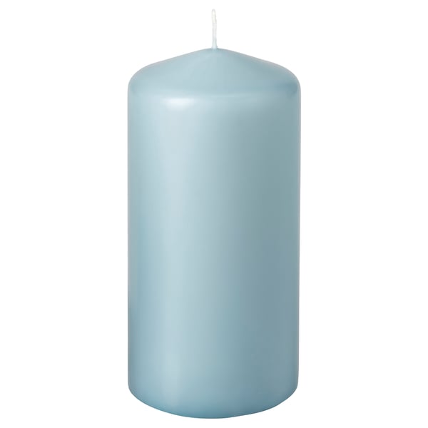 DAGLIGEN Unscented pillar candle, pale blue, 14 cm 40 hr