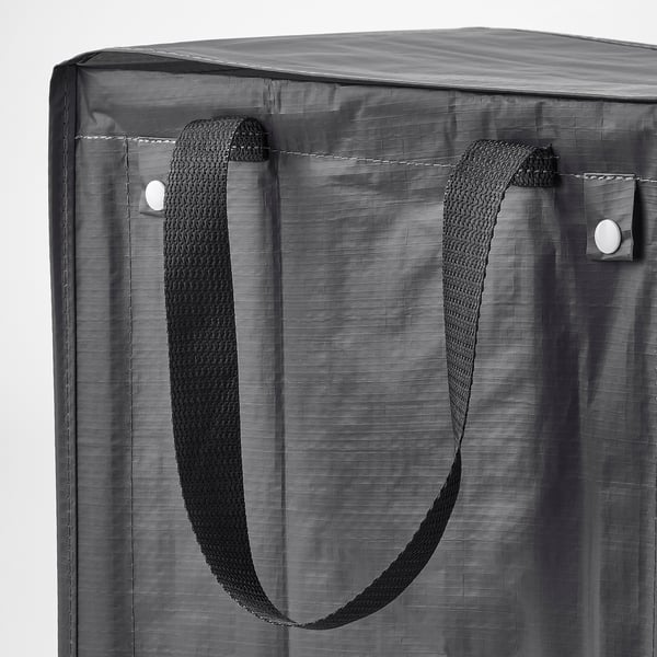 Large, sturdy, black DIMPA plastic bag with two strong side handles, ideal for waste sorting and storage.
