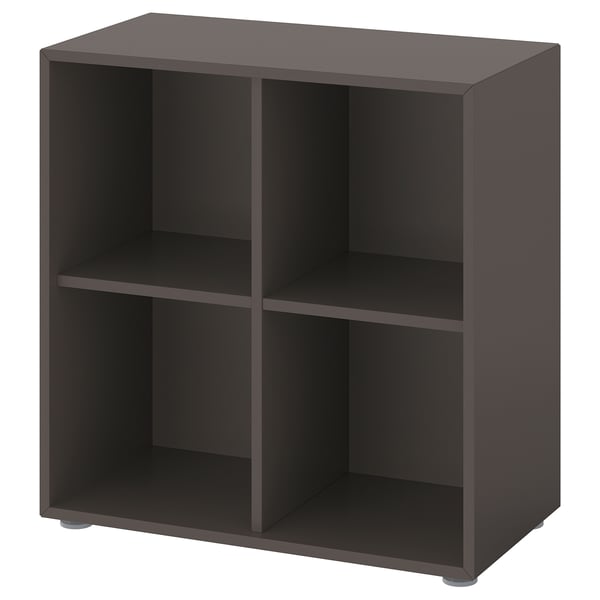 A grey EKET storage unit with 4 open compartments, rectangular and modern design.