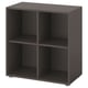 A grey EKET storage unit with 4 open compartments, rectangular and modern design.