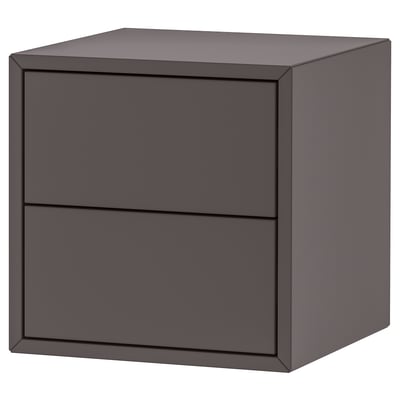 A modern EKET storage cabinet in dark grey with sleek, minimalist design, featuring two drawers.
