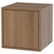 Brown EKET cube storage cabinet, wooden, square shape, simple design.