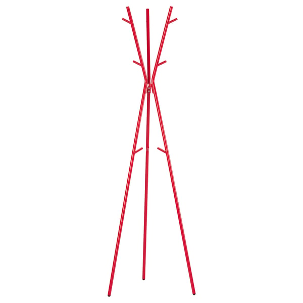 EKRAR red coat stand, 2 tiers, metal, triangle base, modern style.