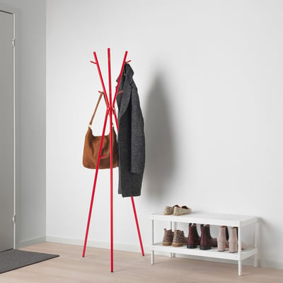 EKRAR Hat and coat stand, bright red, 169 cm