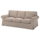EKTORP beige 3-seat sofa with soft, rolled arms and thick cushions, covered in cotton and polyester.