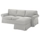 EKTORP sofa, light grey, l-shaped, thick cushions, removable cover, modern classic design.