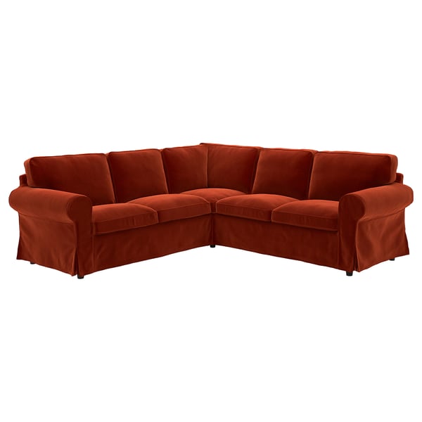 EKTORP Corner sofa, 4-seat, Alhamn deep orange-red