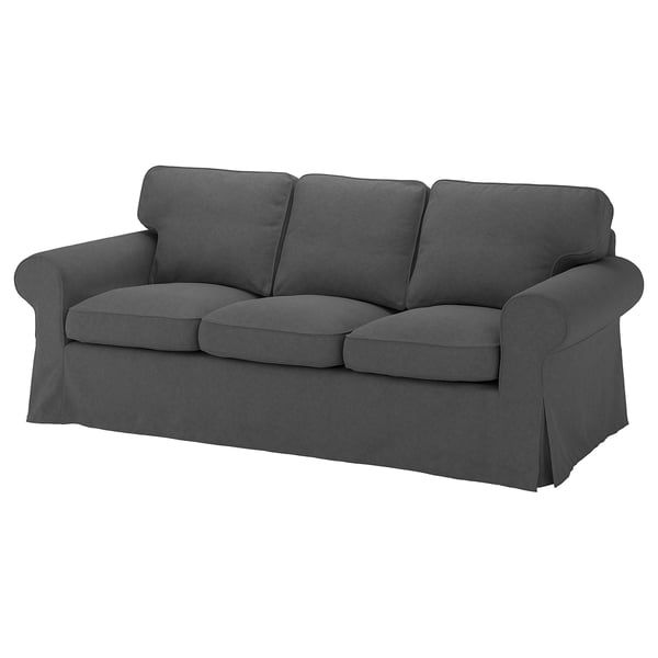 EKTORP grey sofa, classic design, plush fabric, comfy cushions.