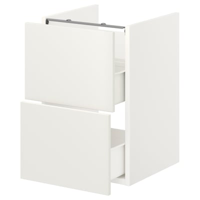 ENHET white 2-drawer bathroom cabinet: sleek, rectangular, modern design for neat storage.