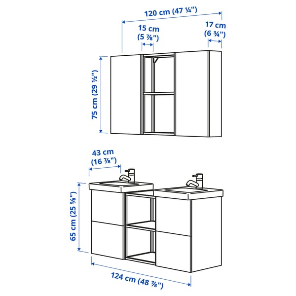 Illustration with measurements for the product: ENHET.
