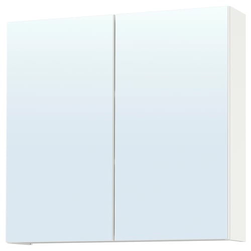 ENHET Mirror cabinet with doors, white, 80x17x75 cm