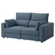 A blue fabric sofa named ESKILSTUNA with a high back and adjustable headrests.
