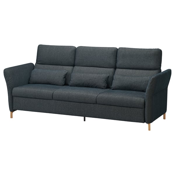 FAMMARP sofa: dark gray, fabric, modern, 3-seater with adjustable headrests.