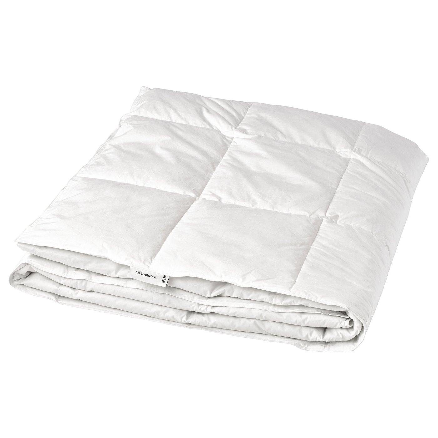 White fjällräven FJÄLLARNIKA duvet with cotton, duck down, and box-stitch pattern.