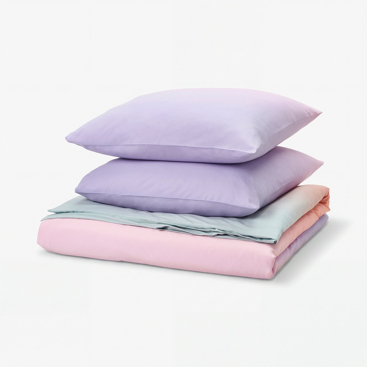 Pastel FLÄDERBUSKE bedding set with lavender, pink, and blue gradient pattern.