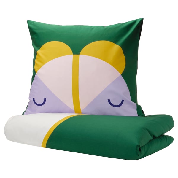 GREJSIMOJS Duvet cover and pillowcase, multicolour, 140x200/80x80 cm