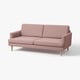 Pink GRILLSTORP sofa, modern design, light wooden legs, clean lines, inviting and comfortable.
