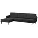 GRILLSTORP gray sofa, sleek design, dark wood legs, three cushions.