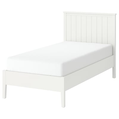 GULLABERG white twin bed, traditional design, solid wood legs, slatted base.