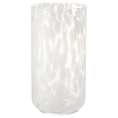 HÄCKOXEL Vase, dotted white, 20 cm