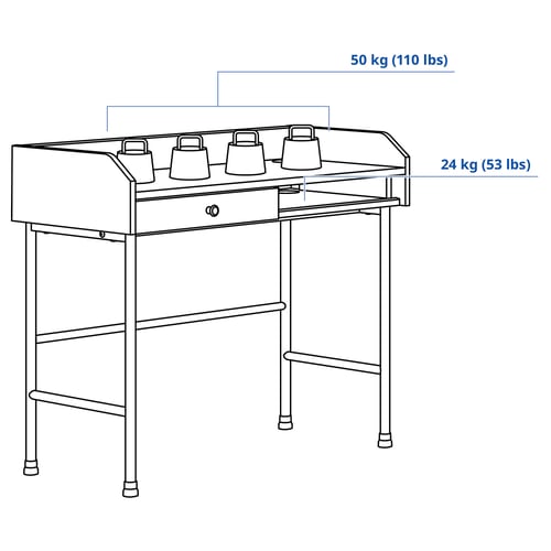 Illustration with measurements for the product: HAUGA.