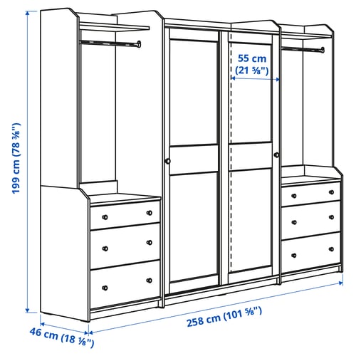 Illustration with measurements for the product: HAUGA.